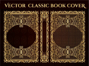 وکتور کادر و حاشیه گلدار با خطوط مورب طلایی و زمینه زرشکی